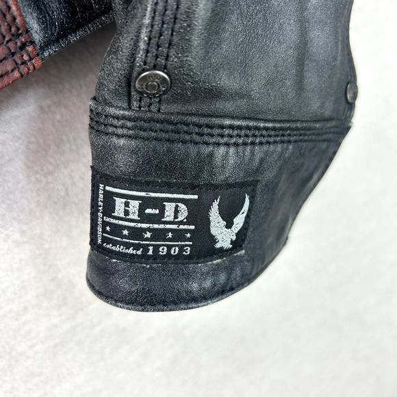 Harley Davidson Womens Leather Bomber Jacket Size Large Limited Edition No Cages - Picture 7 of 16
